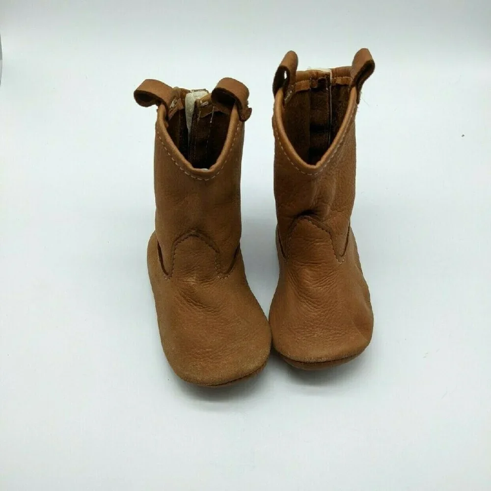 TAOS Leather Western Soft Sole velcroback Brown Booties Baby/Toddler OS